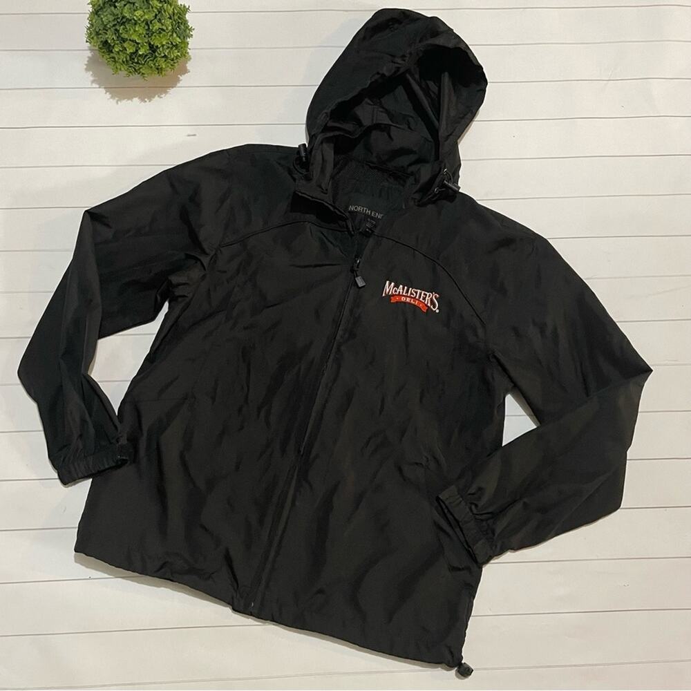 McAllisters North End Black Hooded Soft Shell Full Zip Jacket Coat Medium‎